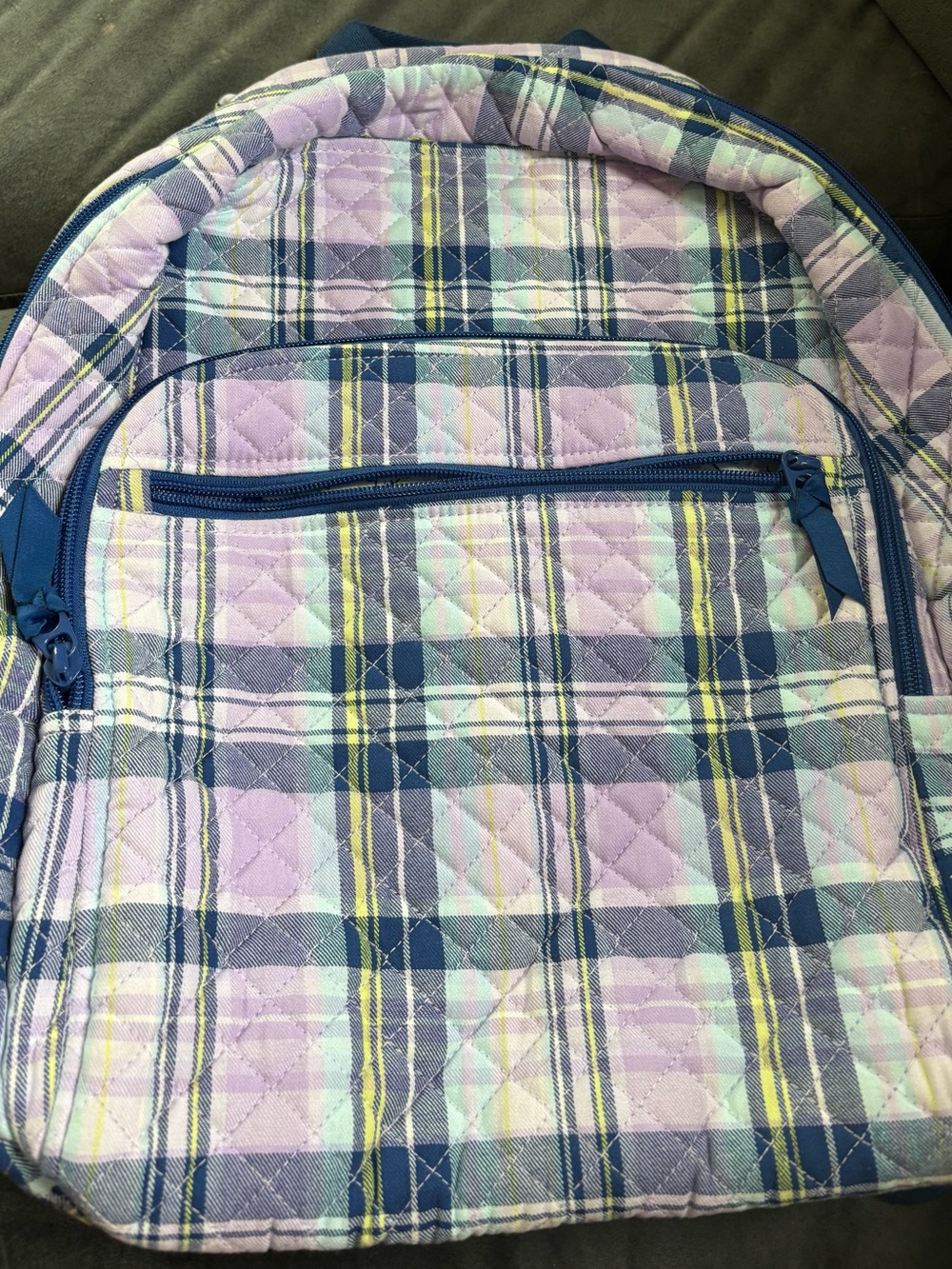 Vera Bradley Quilted Plaid backpack- Lavender and Navy